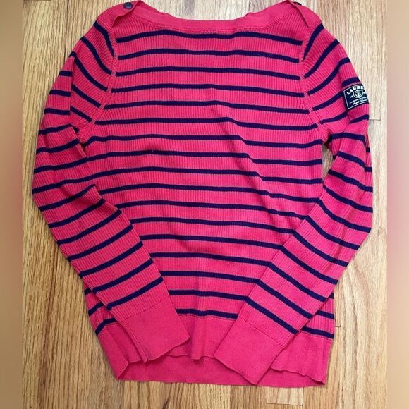 RALPH LAUREN Ribbed Nautical Stripe Boatneck Bateau Long Sleeve Cotton Shirt Top - Picture 6 of 16